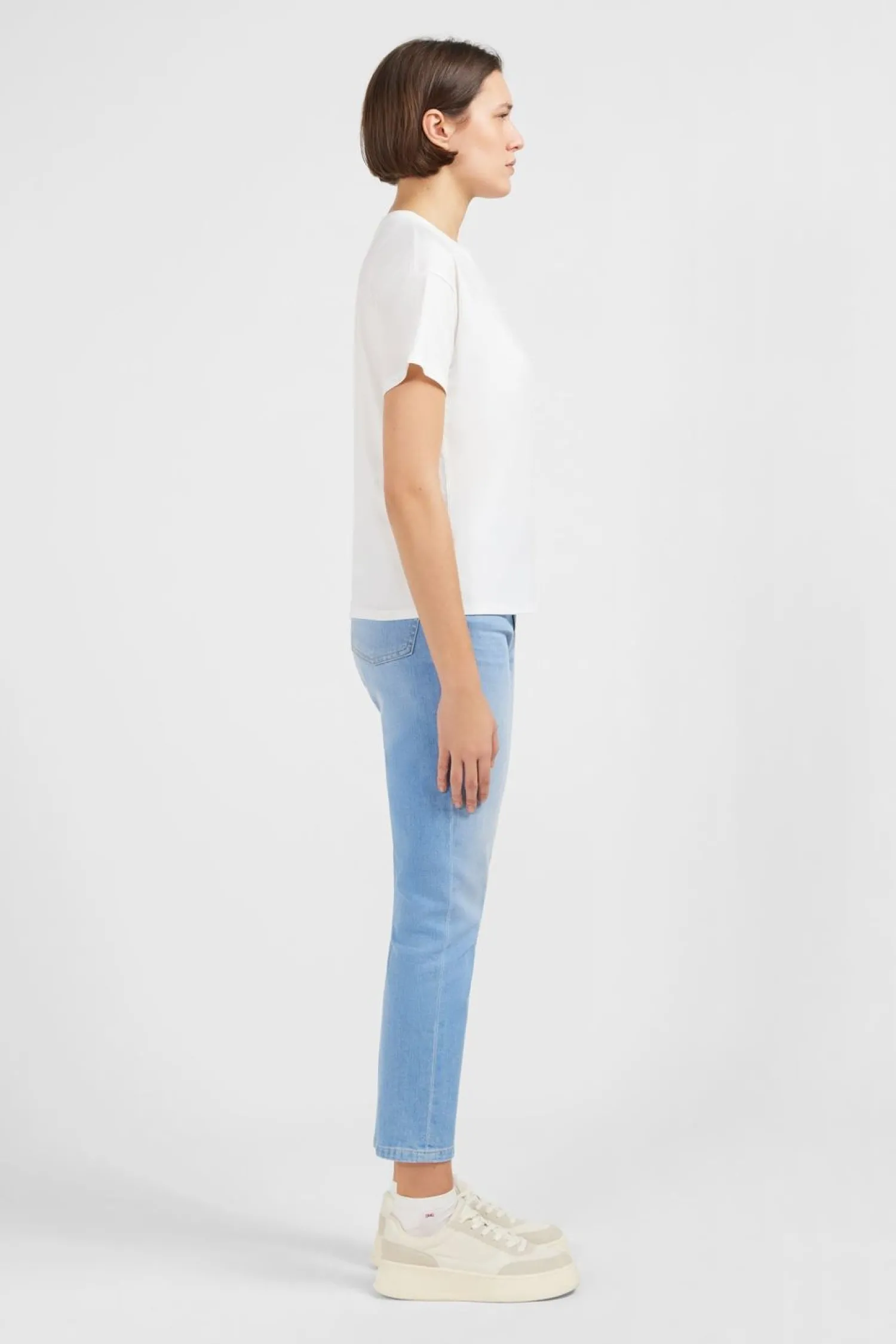 T-hirt anche Courte Banc Uni Femme T-Shirts