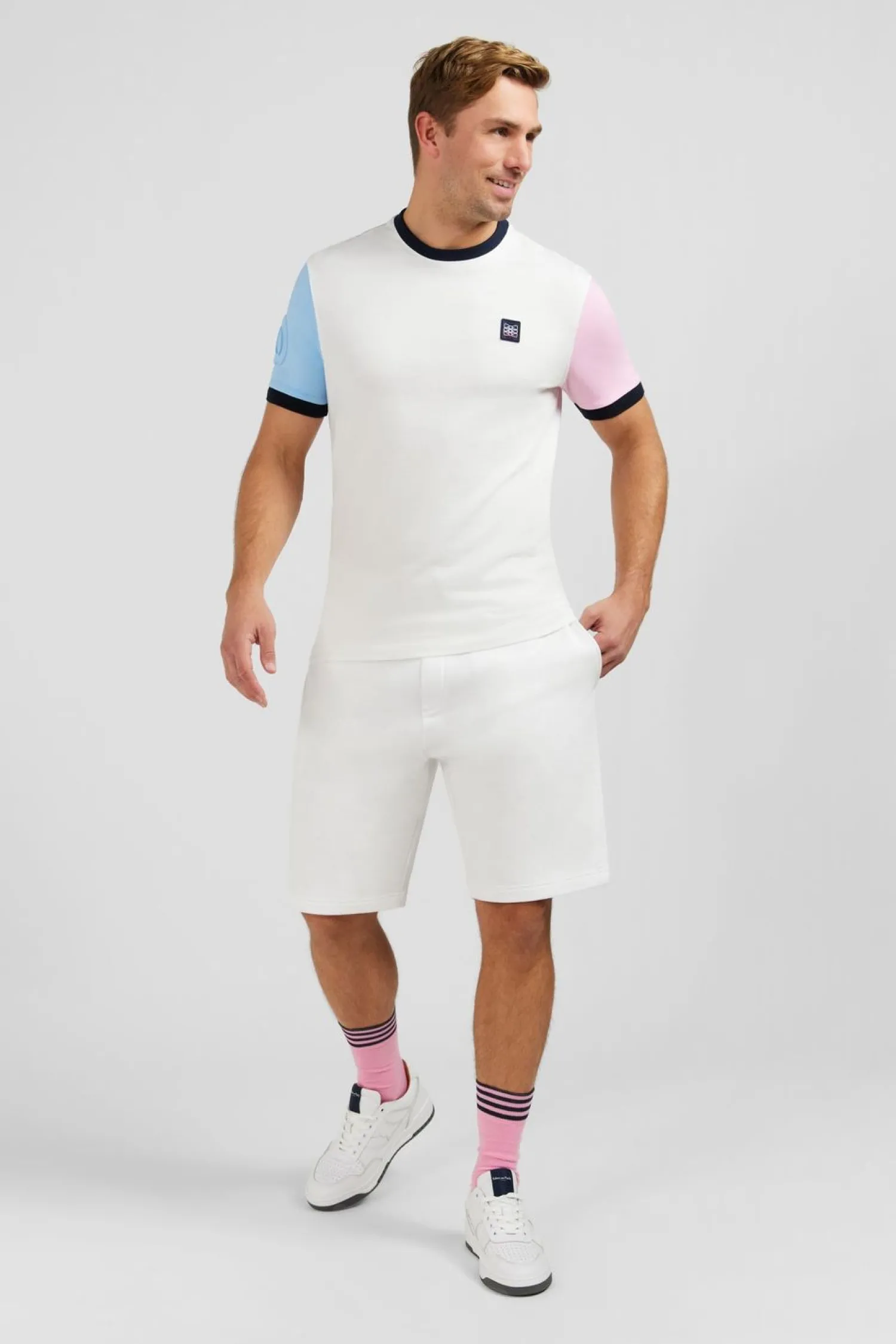 Sale T-hirt anche Courte Banc En Coton Detai Ebee Homme T-Shirts