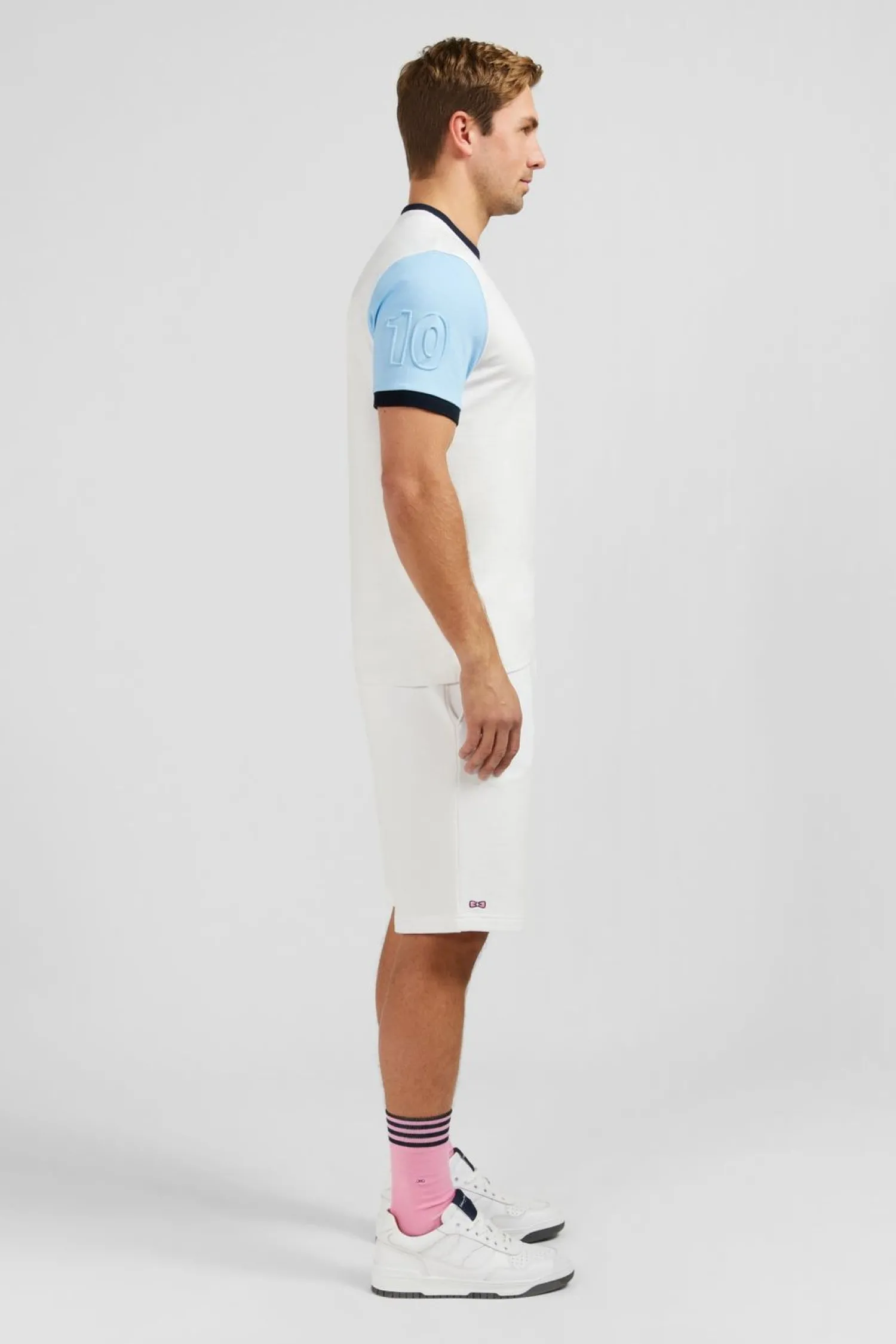 Sale T-hirt anche Courte Banc En Coton Detai Ebee Homme T-Shirts
