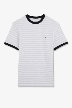 Best T-hirt anche Courte Banc Raye Homme T-Shirts