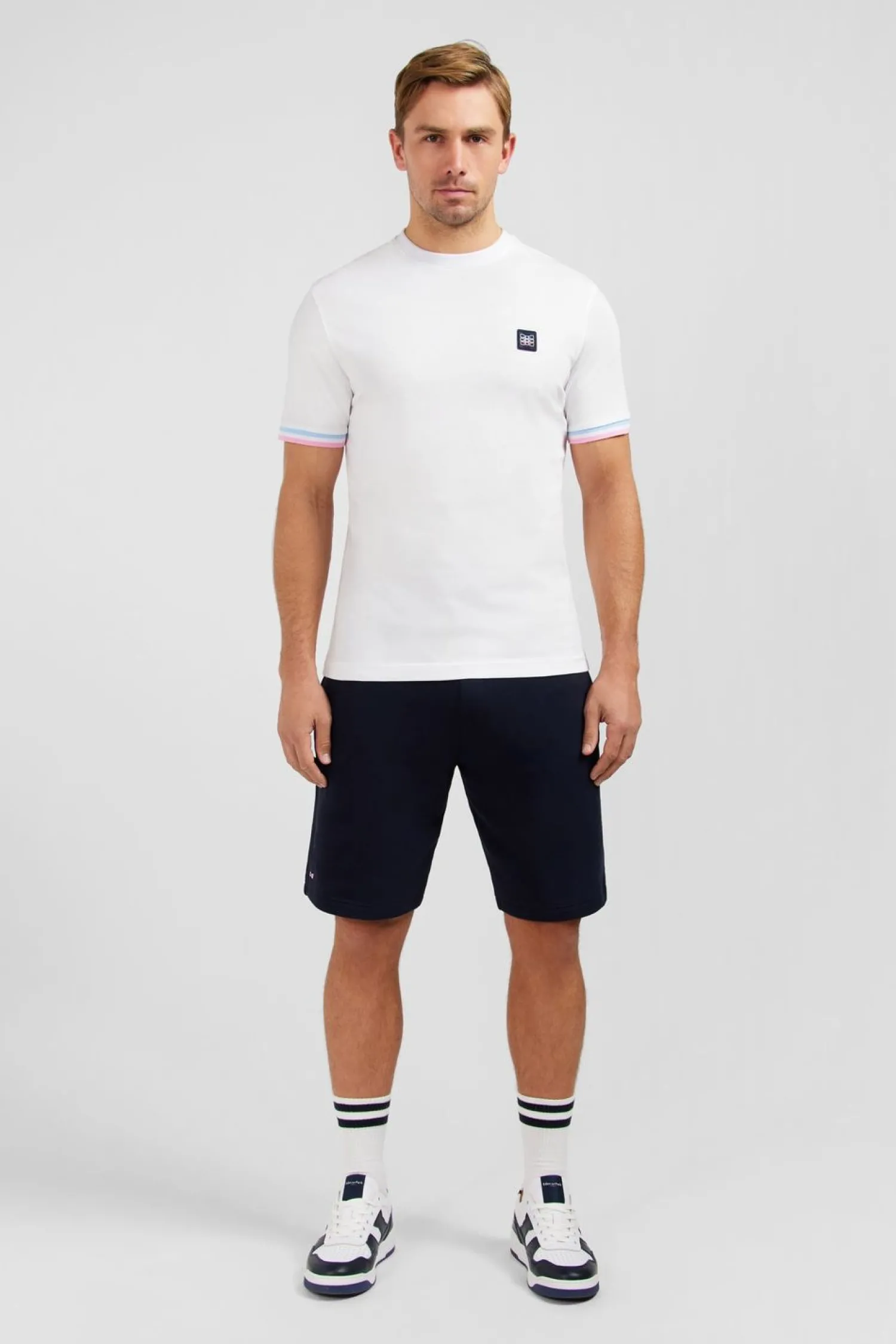 Sale T-hirt anche Courte Banc Avec ogo Reiefe Homme T-Shirts