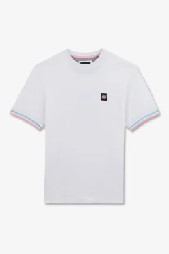 Sale T-hirt anche Courte Banc Avec ogo Reiefe Homme T-Shirts