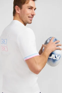 Sale T-hirt anche Courte Banc Avec ogo Reiefe Homme T-Shirts