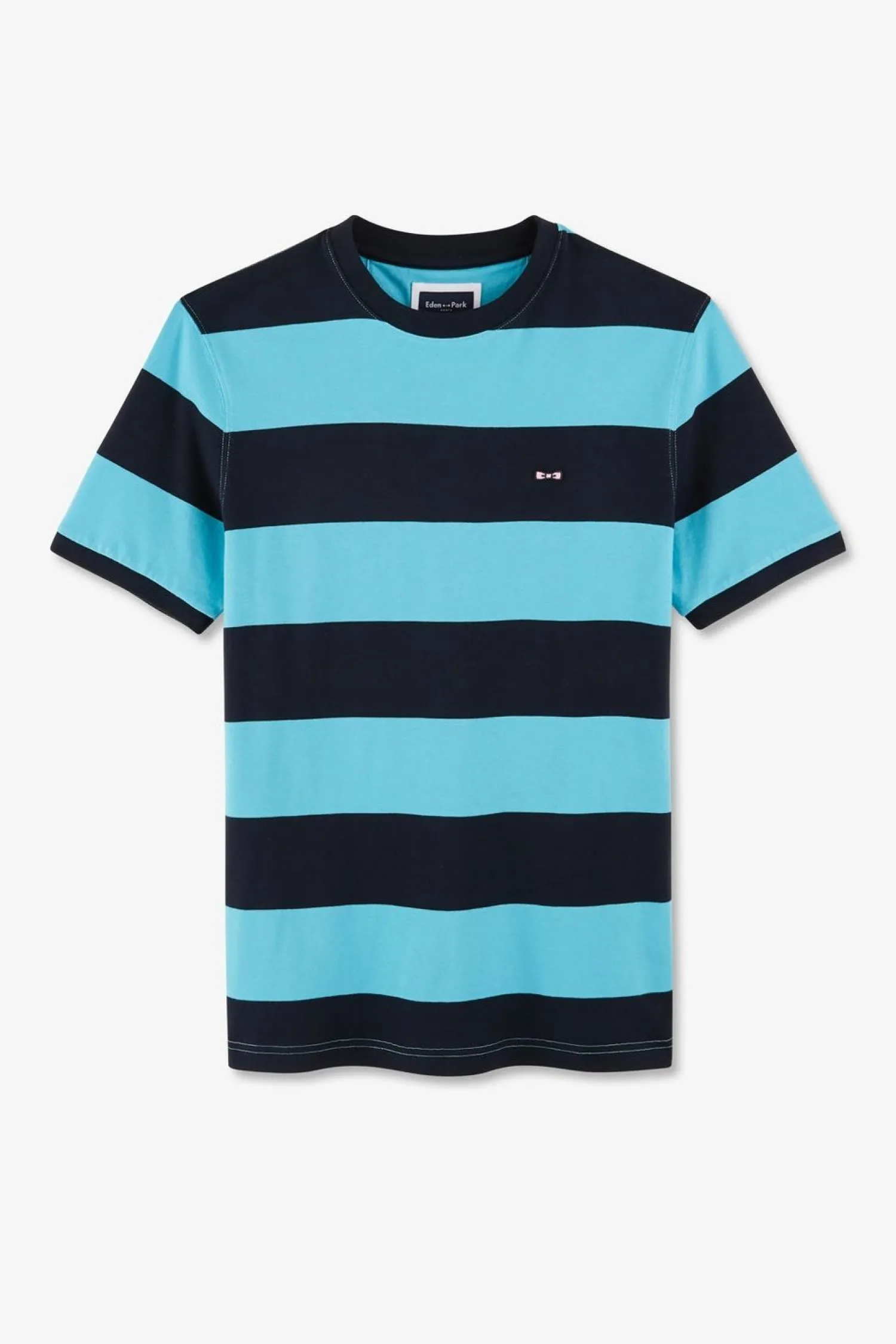 Discount T-hirt anche Courte Cerce arine Et Turquoie En Coton Homme T-Shirts