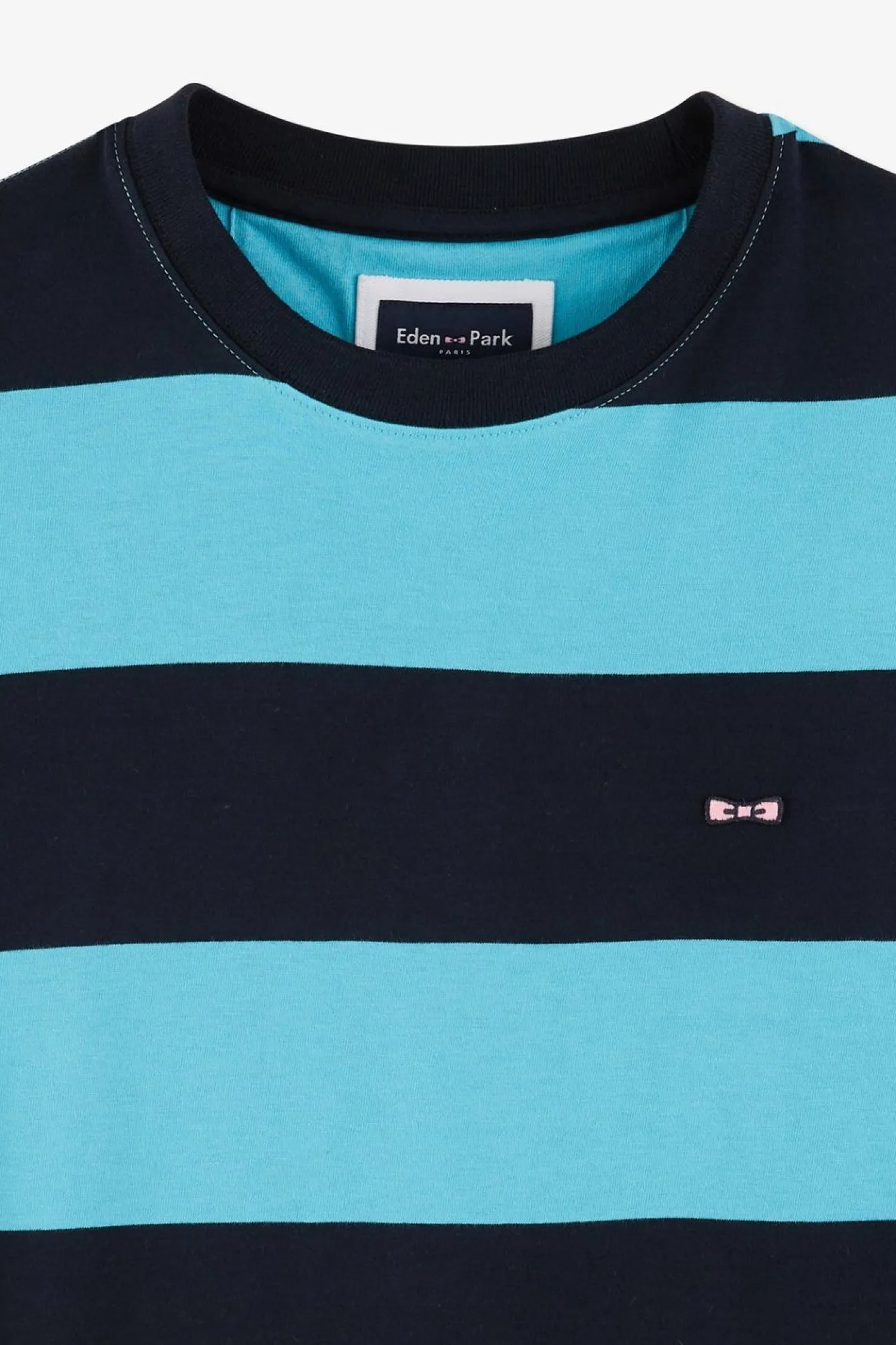 Discount T-hirt anche Courte Cerce arine Et Turquoie En Coton Homme T-Shirts