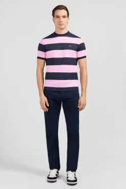 Clearance T-hirt anche Courte Cerce arine Et Roe En Coton Homme T-Shirts