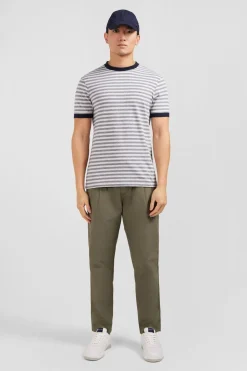 New T-hirt anche Courte Gri Raye Homme T-Shirts