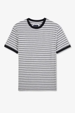 New T-hirt anche Courte Gri Raye Homme T-Shirts