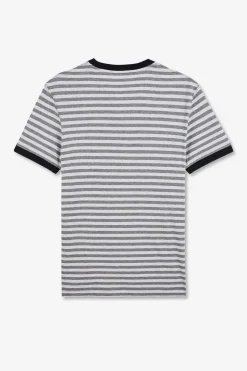 New T-hirt anche Courte Gri Raye Homme T-Shirts