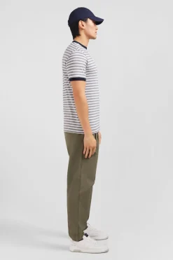 New T-hirt anche Courte Gri Raye Homme T-Shirts