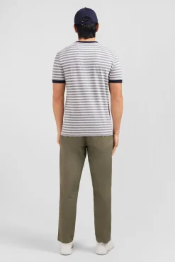 New T-hirt anche Courte Gri Raye Homme T-Shirts