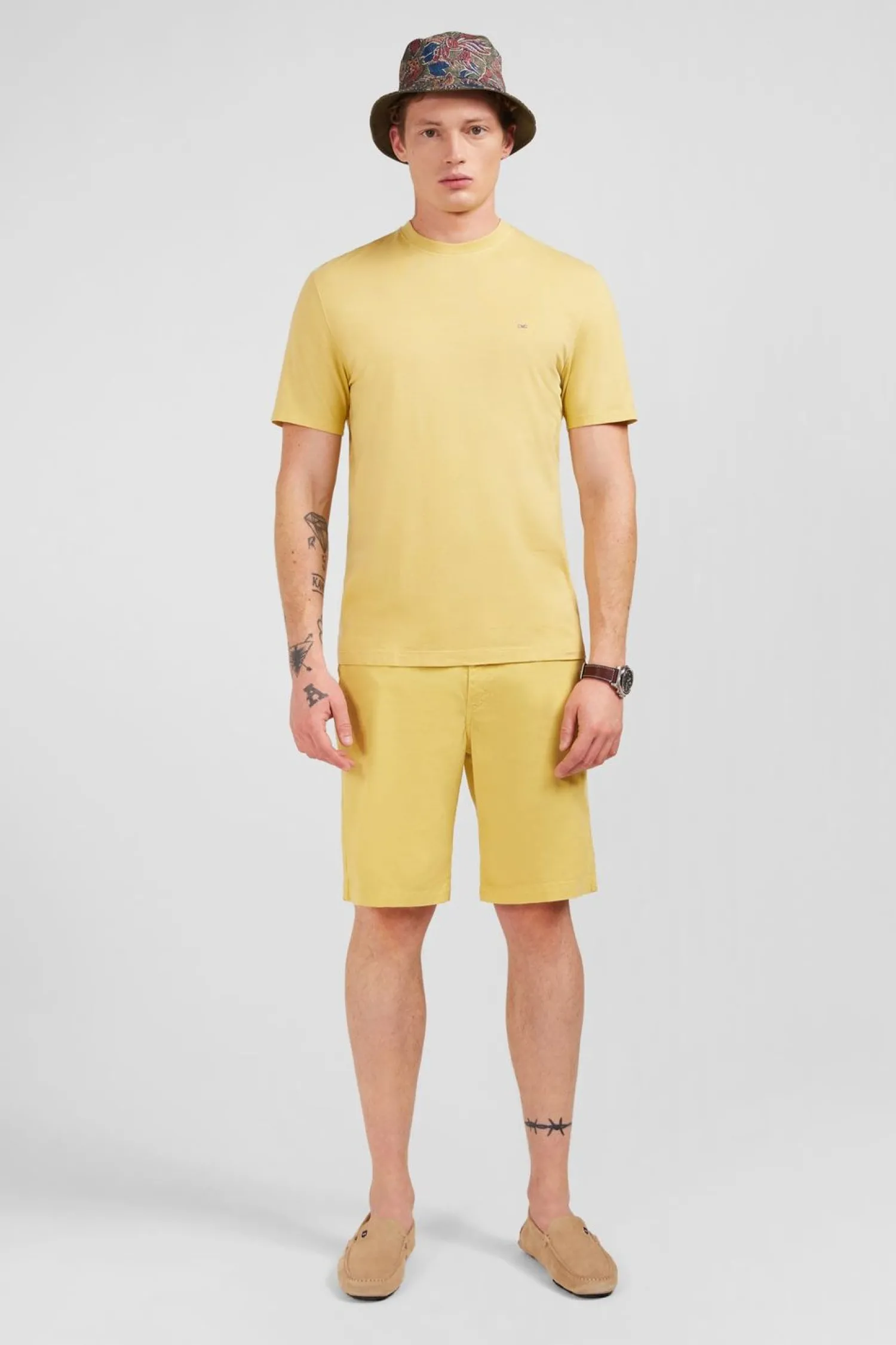 Hot T-hirt anche Courte Jaune Uni Homme T-Shirts