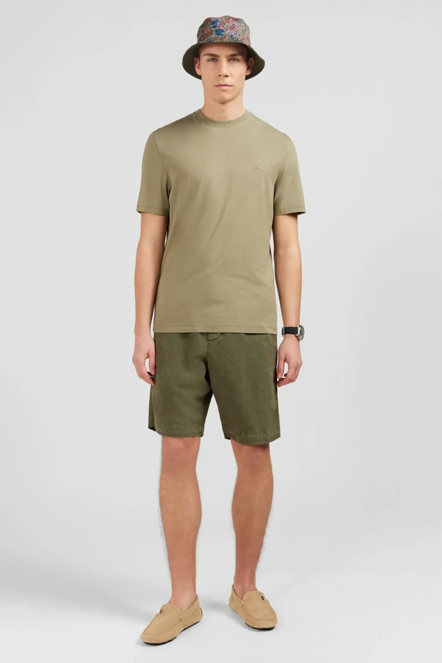 Discount T-hirt anche Courte Kaki Uni Homme T-Shirts