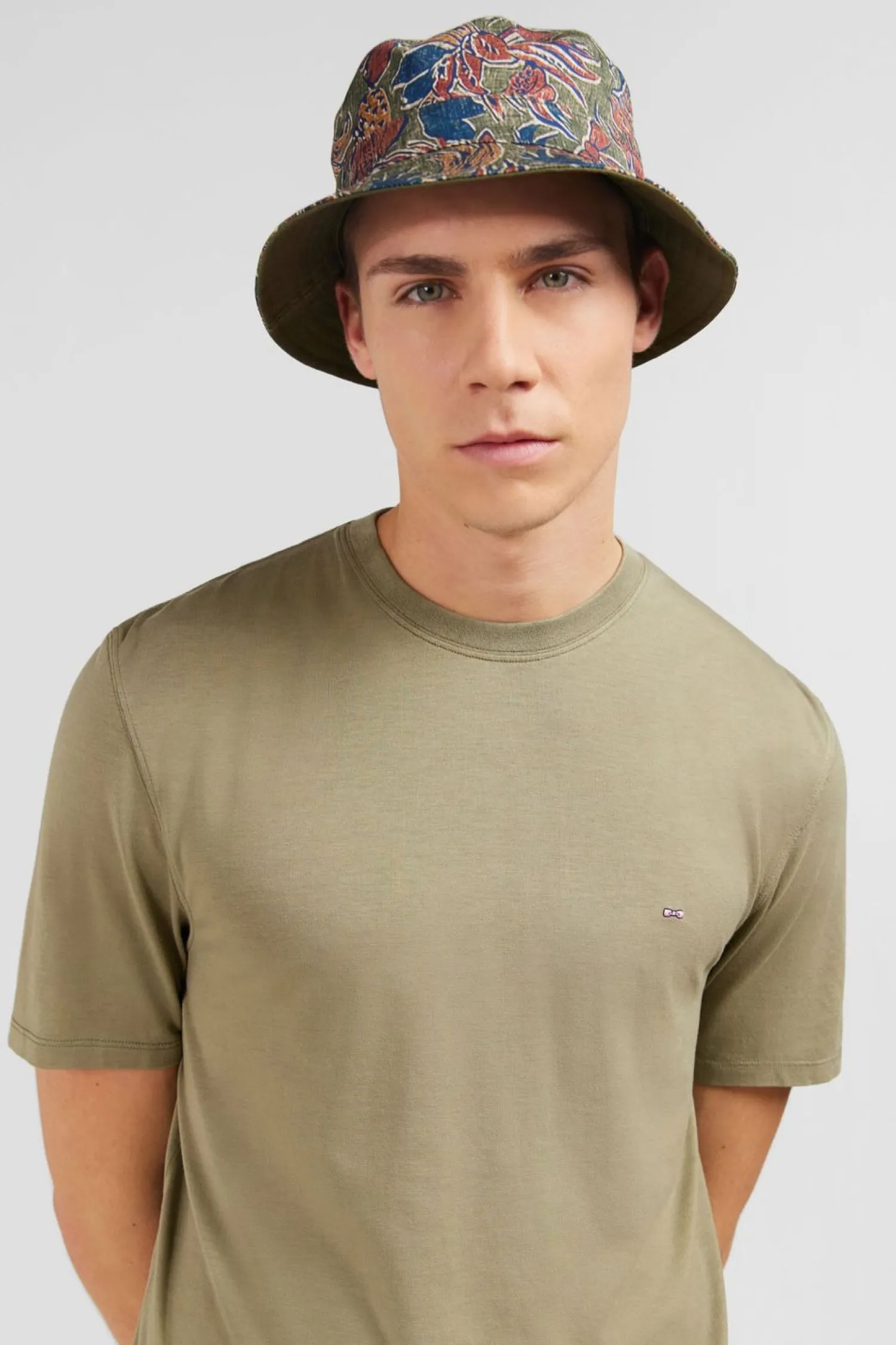 Discount T-hirt anche Courte Kaki Uni Homme T-Shirts
