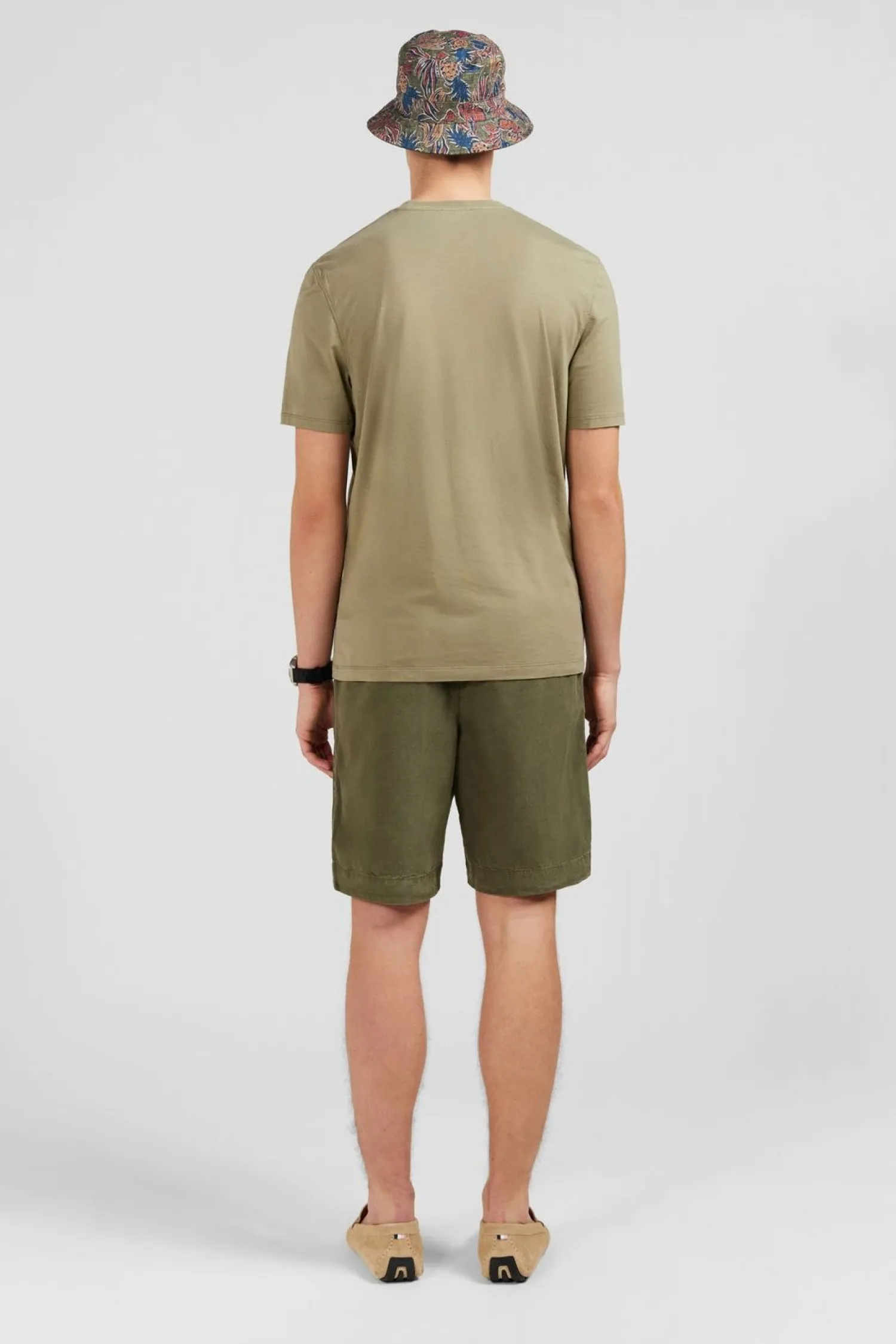 Discount T-hirt anche Courte Kaki Uni Homme T-Shirts