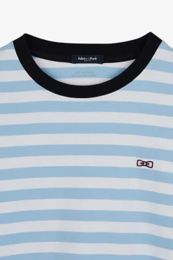 Online T-hirt anche Courte Raye Beu En Coton Pia Homme T-Shirts