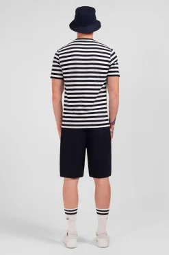 Hot T-hirt anche Courte Raye Beu arine En Coton Pia Homme T-Shirts