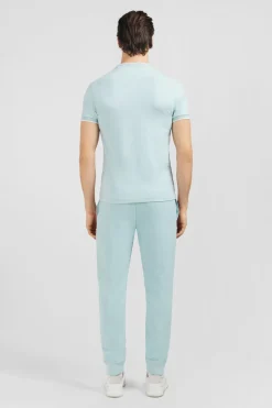 Discount T-hirt anche Courte Uni Vert En Coton tretch Homme T-Shirts