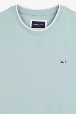 Discount T-hirt anche Courte Uni Vert En Coton tretch Homme T-Shirts