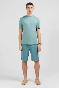 Discount T-hirt anche Courte Vert Uni Homme T-Shirts