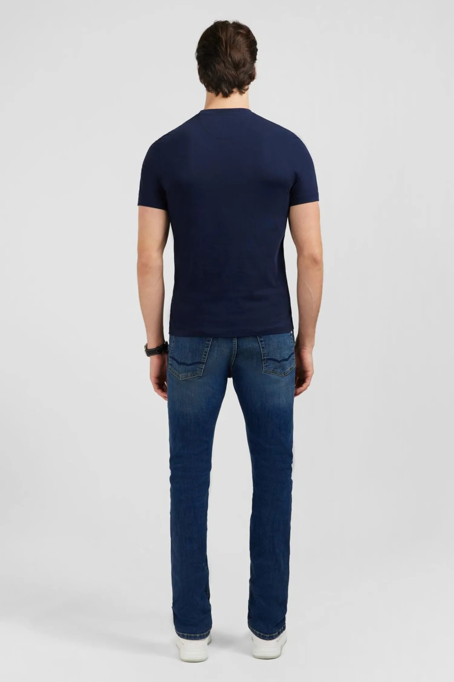 Discount T-hirt Uni Beu Fonce A Incription Homme T-Shirts