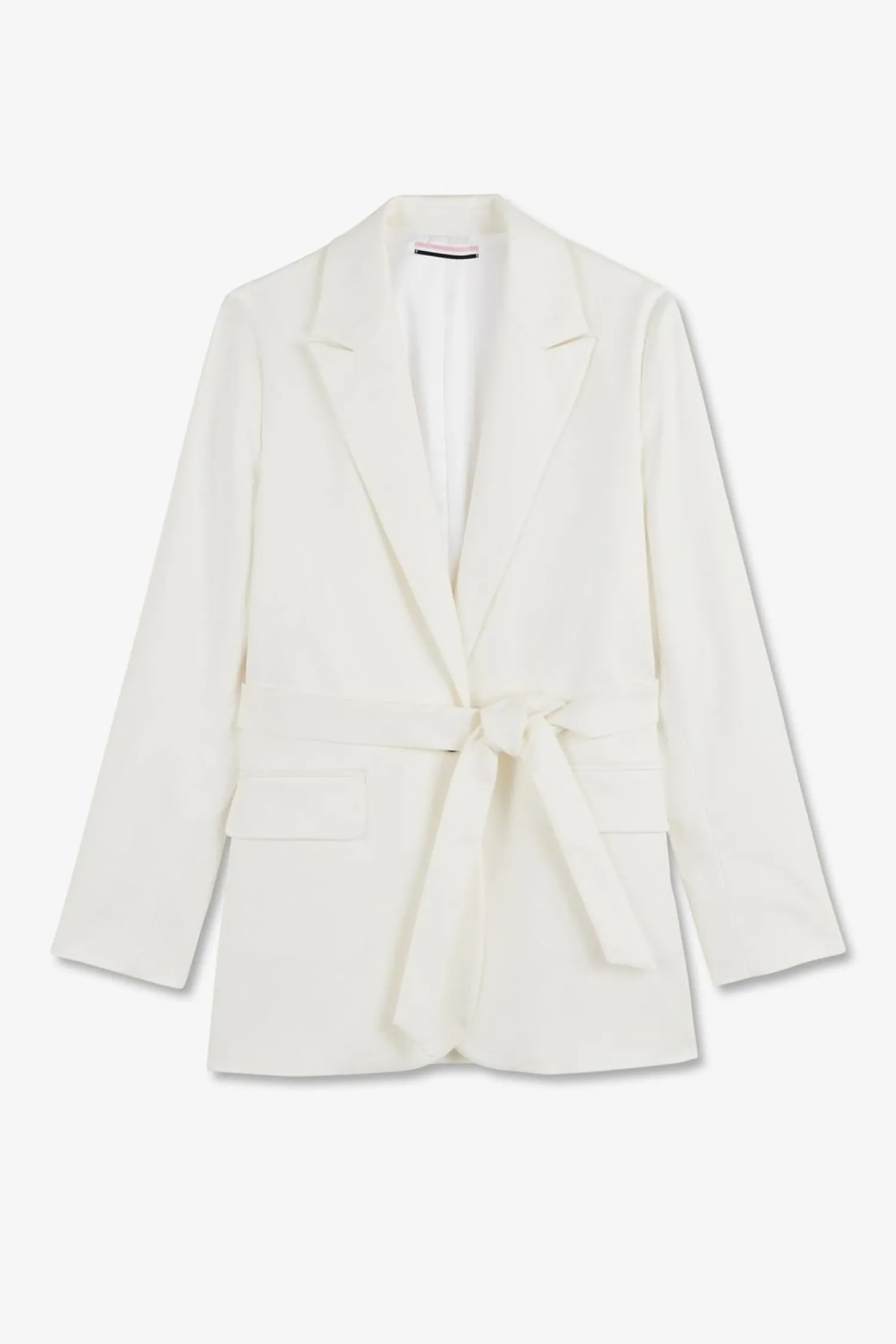 Veste Blazer Ecrue Ceinturee En Coton Stretch Femme Vestes