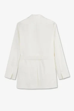 Veste Blazer Ecrue Ceinturee En Coton Stretch Femme Vestes
